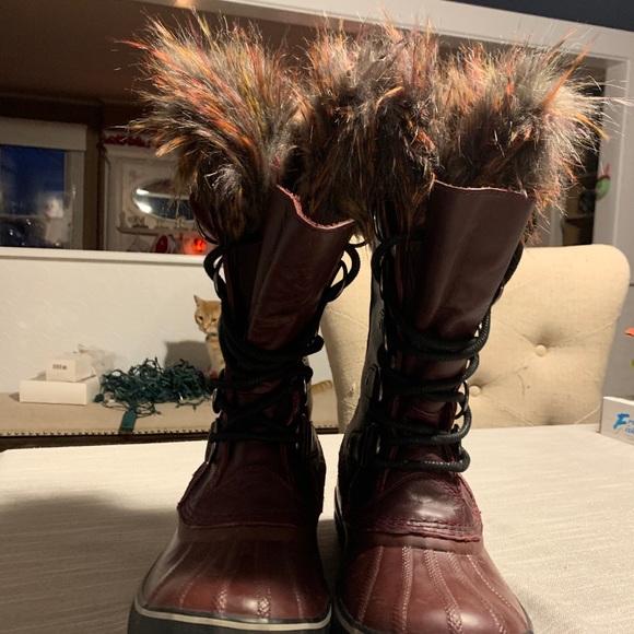 Sorel Joan of Artic Wine Boots rainbow faux fur - Picture 13 of 13